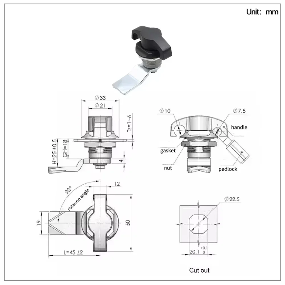 Cylinder Lock Built from Zinc Alloy for For chassis Cabinet Doors Control Panels and Industrial Equipment Enclosures