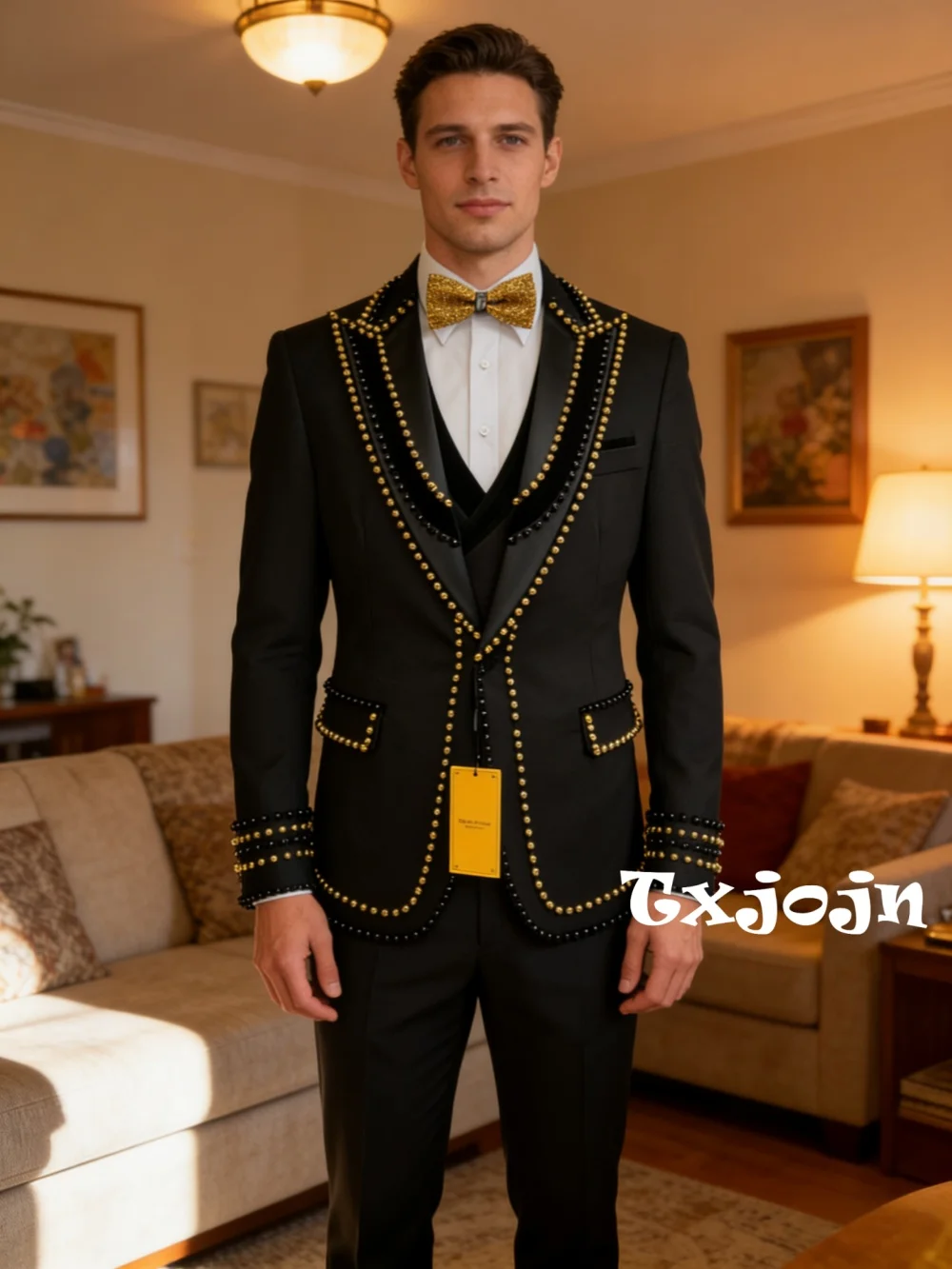

New Luxurious Men's Suits 3 Pieces Wedding Groom Sets Long Sleeve Slim Fit Suit Set Formal Occasions Wear Plus Size S-3XL