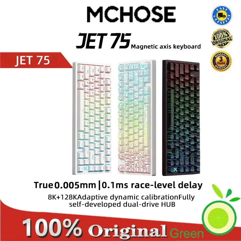 

Механическая клавиатура с магнитной осью MCHOSE Jet 75, для киберспортивных игр, индивидуальная проводная низкая задержка, сверхвысокая скорость сканирования 128 К, 8 К