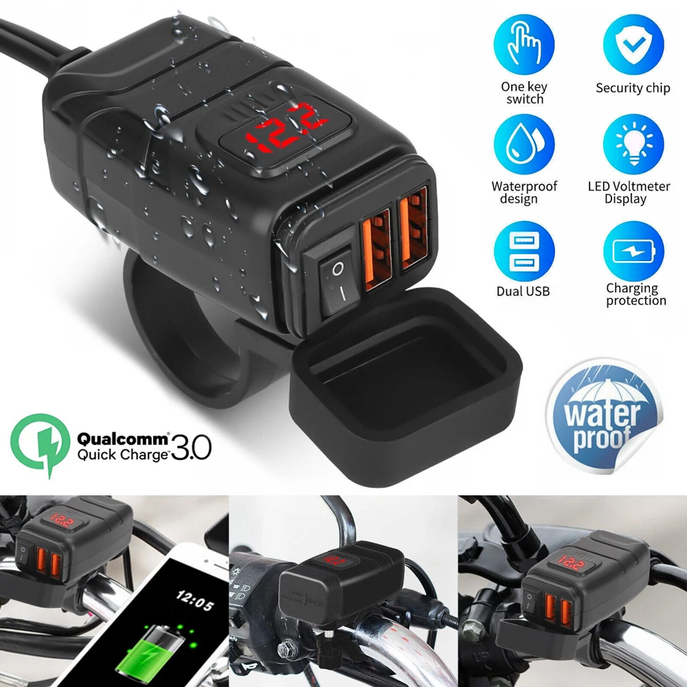 

NEW Universal Motorcycle USB Chargers 12V Fast Charging Adapter DigitalBike Moto Motor Motorbike Accessories Electronics