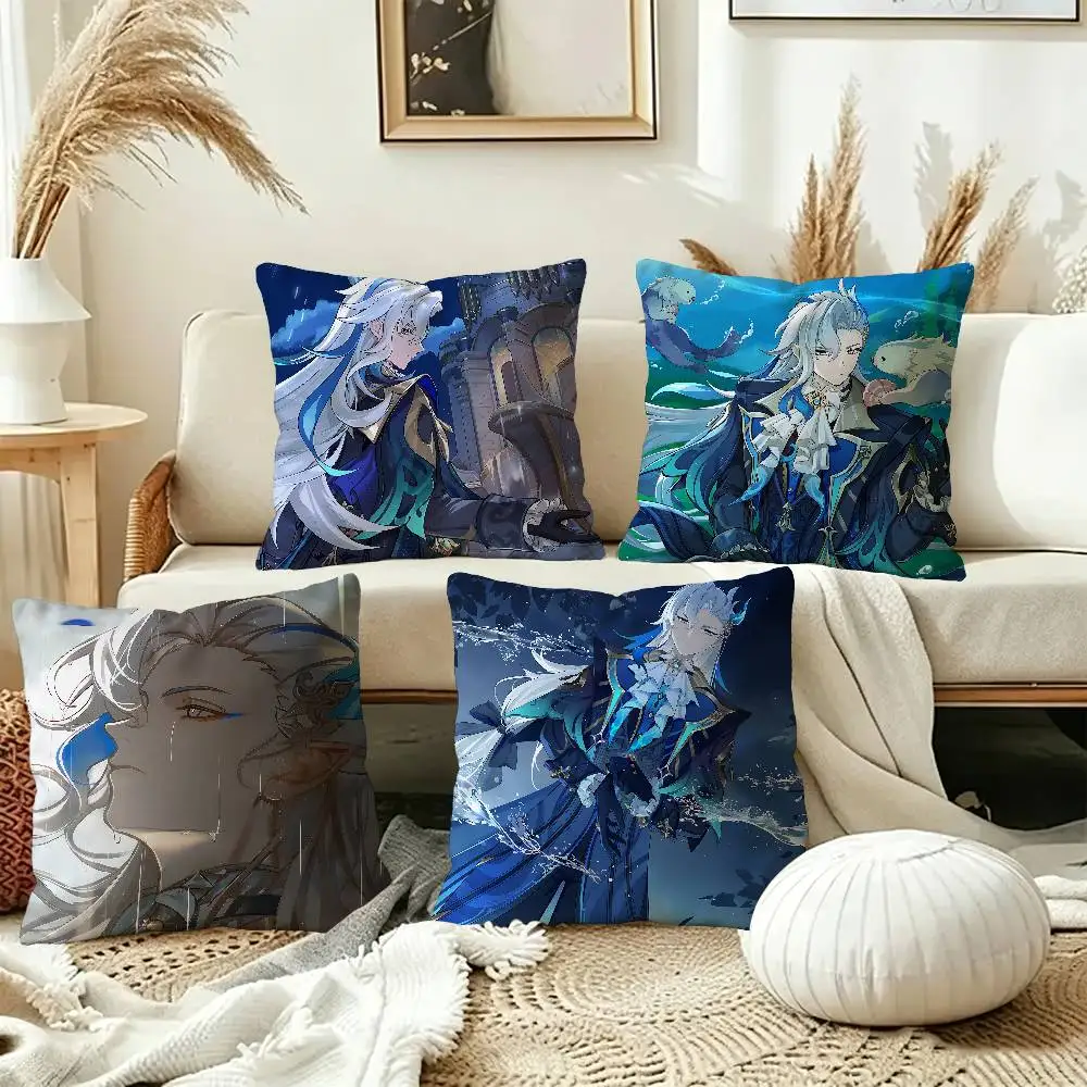Genshin Impact Neuvillette Maple Design Cushion Cover Happy Autumn Harvest decor Holiday Decorati Pillow Cover