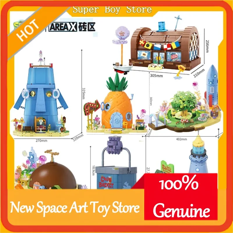 

Конструктор Areax Spongebob Bikini Bottom, серия Building Block World, 6 деталей, игрушка-сюрприз в закрытой коробке, украшение для рабочего стола, подарок для детей и фанатов
