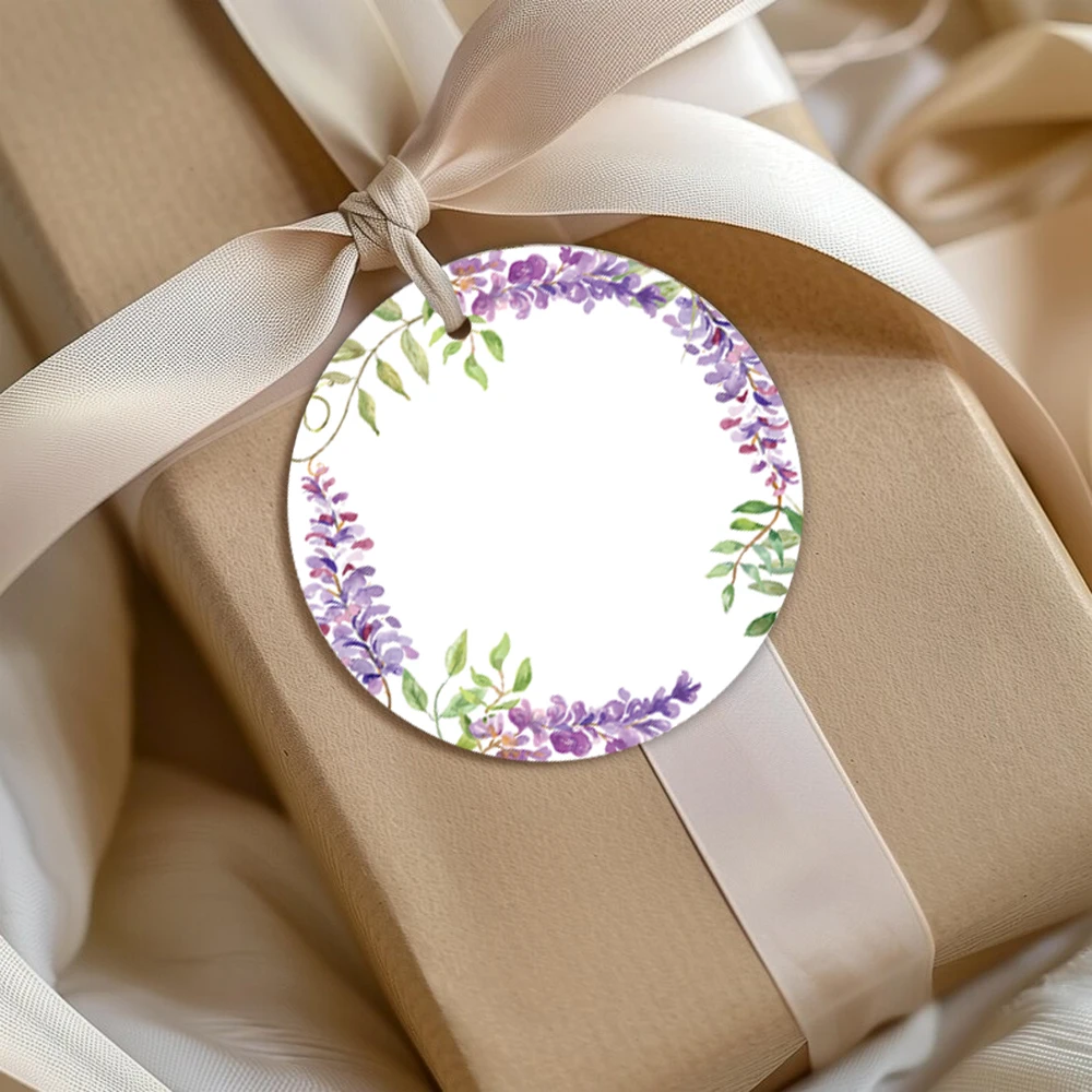 40pcs DIY Gift Tags, Round Labels with Flower Design, Teacher's Day Gifts, Back-To-School, Party Cards, Cute Handwritten Tags