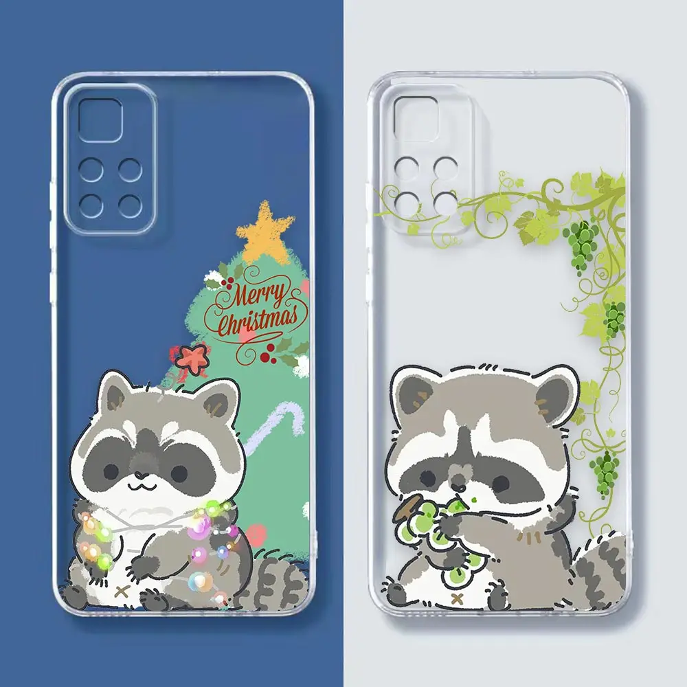 

Transparent Clear Phone Case For Redmi NOTE 12 11 11T 11E 10 9 8 Pro PLUS 4G 5G Case Cover Funda Coque Capa Shell Lovely Raccoon