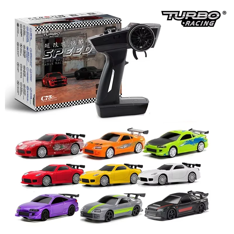 Turbo Racing 1:76 Mini Speedvolt Car Rtr 2.4g Mini Rc Car Off-Road Truck Led Lights Full Proportional 4-Channel Beginner Mode