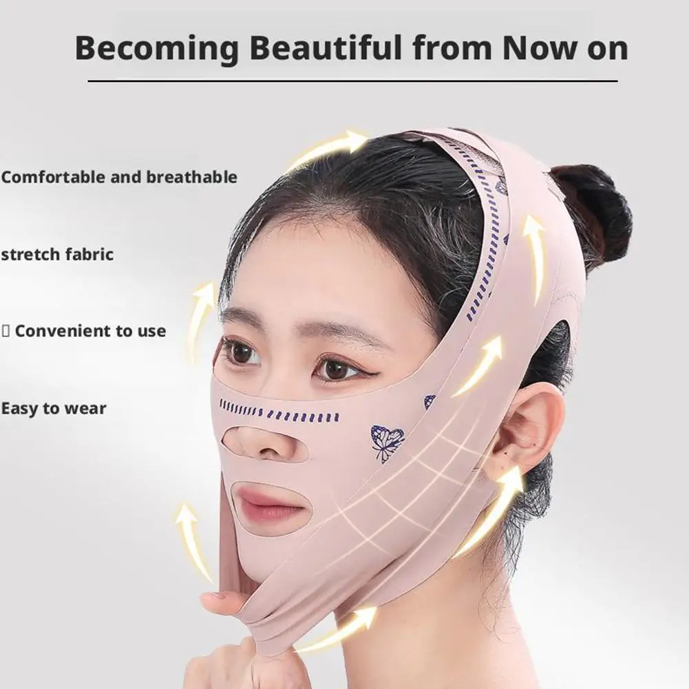 再利用可能な V フェイス包帯シェイパー顔痩身リフトアップベルト二重あご顔薄型包帯睡眠マスク女性のための A6N3