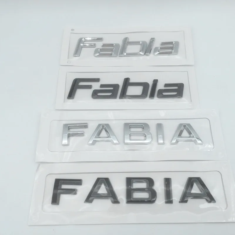 1pcs 3D ABS FABIA high quality silver/black car Letter Emblem Rear tail trunk Decals badge sticker Decal styling For Skoda