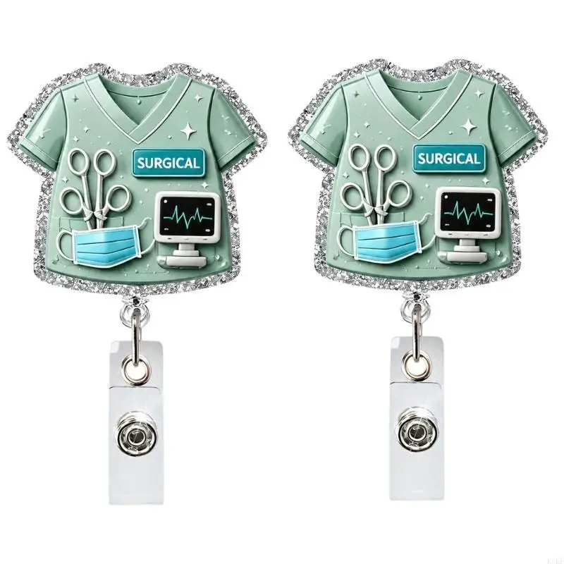 Retractable Badge Holders 2 Piece with Swiveling Clip and Clear Tab for Card Access, Card Scanning and Badge Wear K1KF