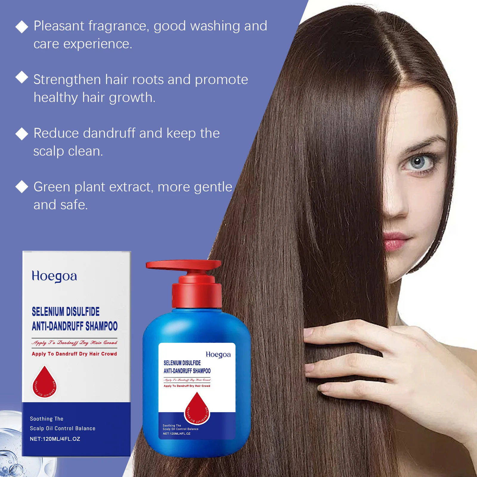 Selenium Sulfide Hair Shampoo Deep Cleansing Scalp Remove Dandruff Refreshing Strengthen Hair Roots Smoothing Soften Shiny Hair