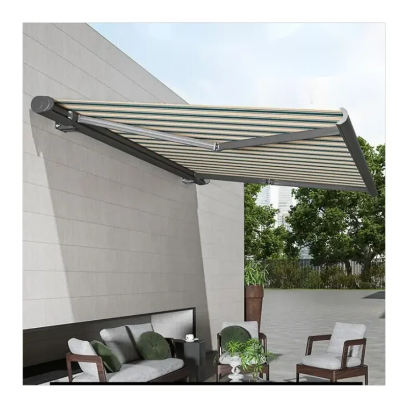 Aluminum Folding Retractable Full Cassette Awning Motorized Sun Shade Canopy Grey Outdoor Waterproof 50 Sets Aluminum Carports