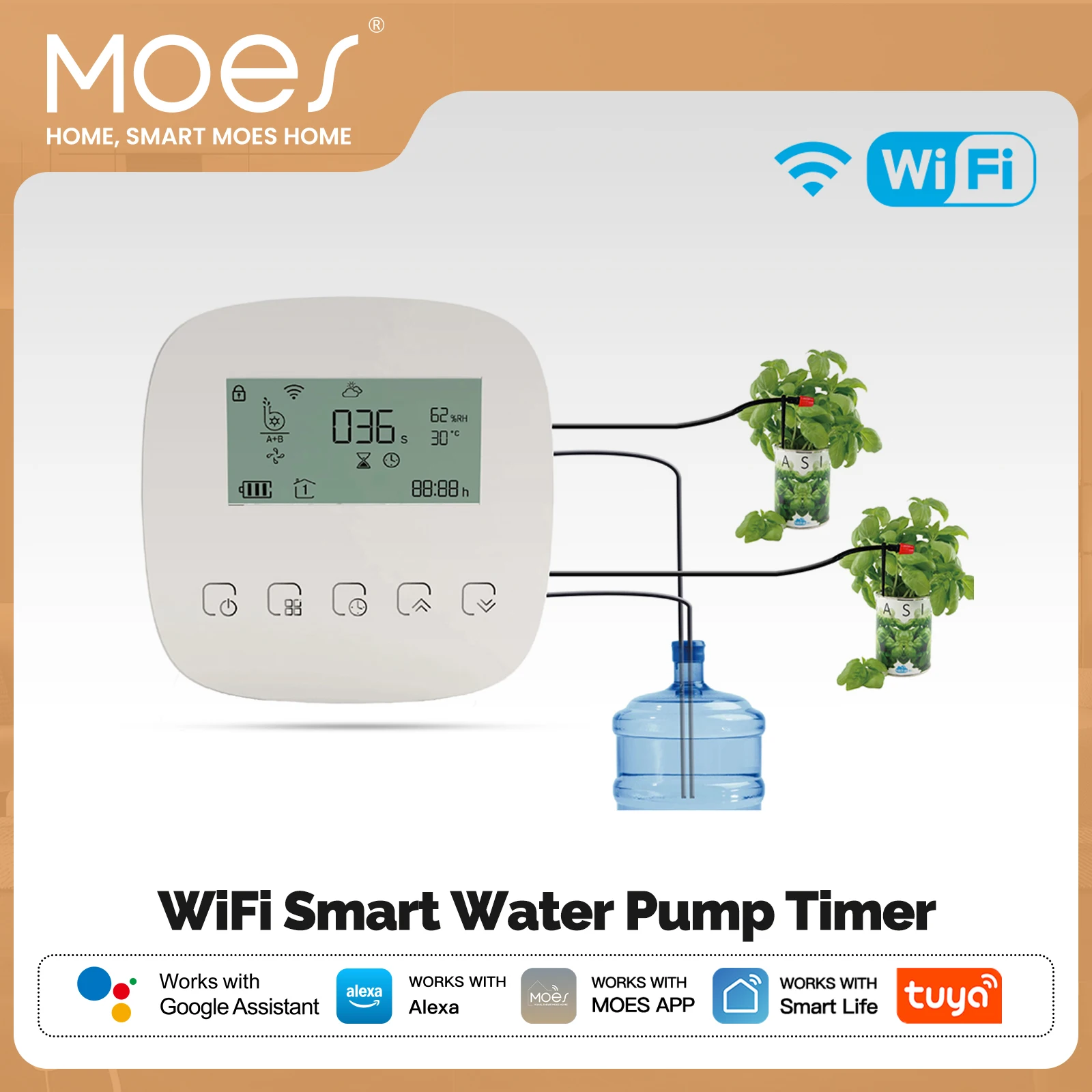 Image of WLAN Tuya Smart Bewässerungsautomat Automatisches Mikro-Tropfbewässerungssystem Pflanzen-Bewässerungssteuerungssystem Bewässerungswerkzeug Alexa Google