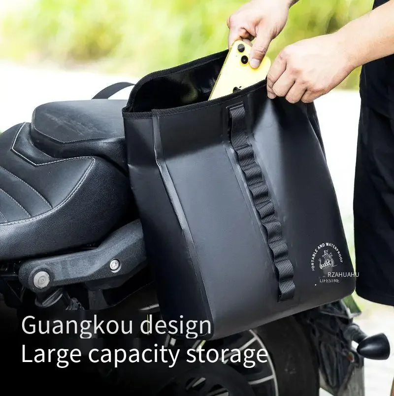 

Large Capacity Waterproof PU Motorcycle & Bicycle Pannier Bag Travel Hanging Carry-on Cycling Storage Pack with Handles