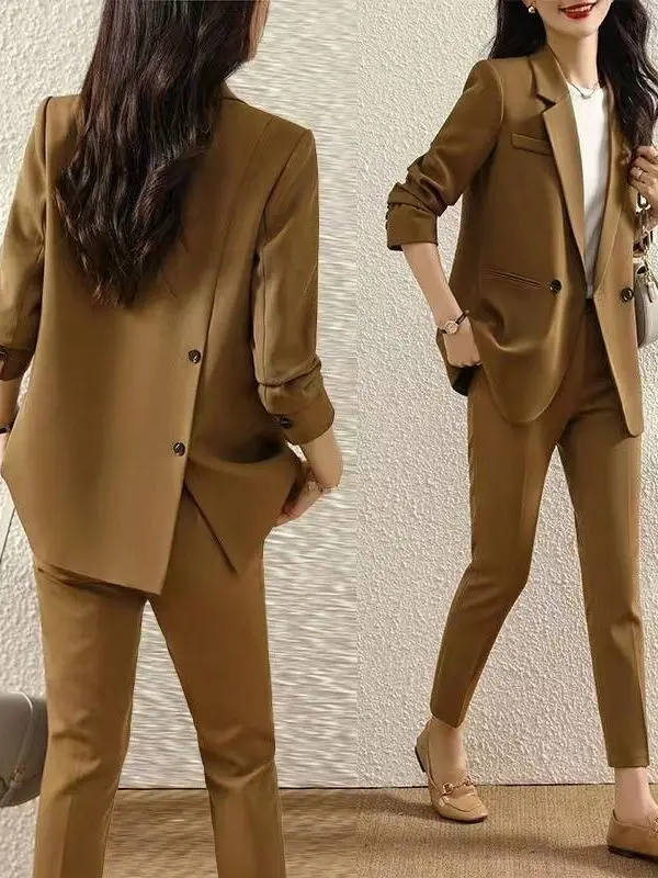 

plus Size Suit Set Casual Wide Leg Pants Two Piece Set Spring New Style Long Sleeve Jacket Loose Fit Slimming Outerwear