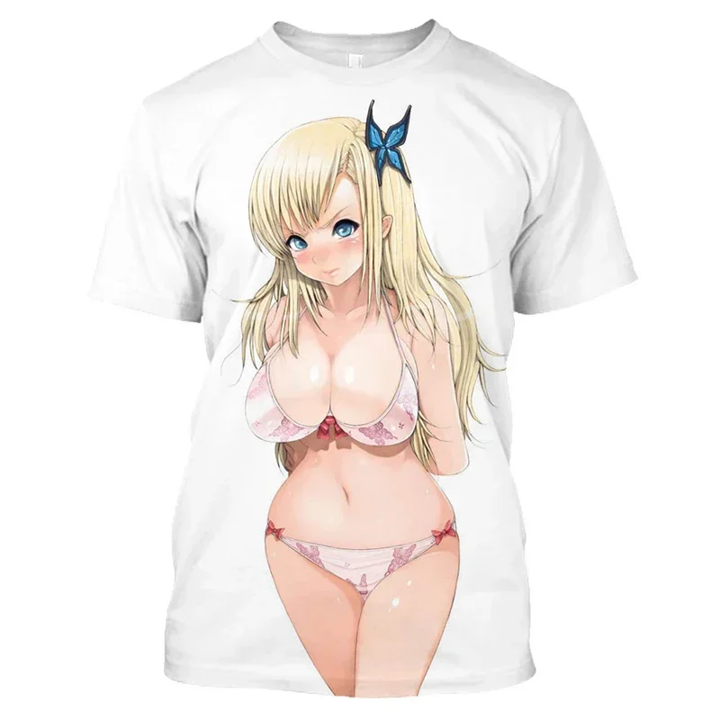 Men's Casual Beach T-shirt 3D Animated Printed T-shirt Sexy, Hentai Nude Women Harajuku Summer Short Sleeve