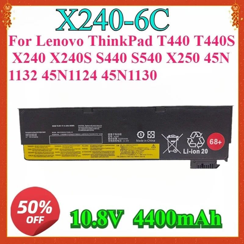

Новый аккумулятор для ноутбука 10,8 В, 4400 мАч для Lenovo ThinkPad T440 T440S X240 X240S S440 S540 X250 45N1132 45N1124 45N1130