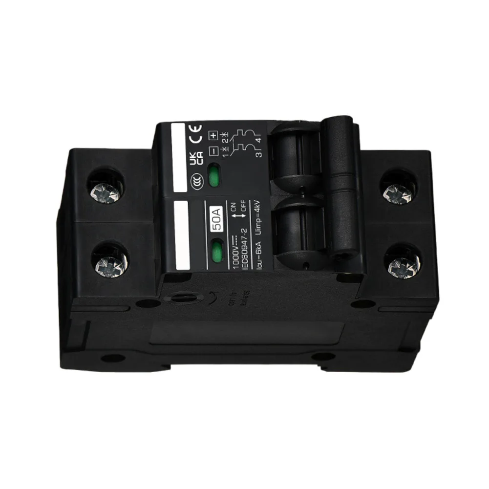 Black DC Circuit Breaker Frame Current 63A Overcurrent Trip Unit Flame-retardant PC Enclosure For Solar Installations