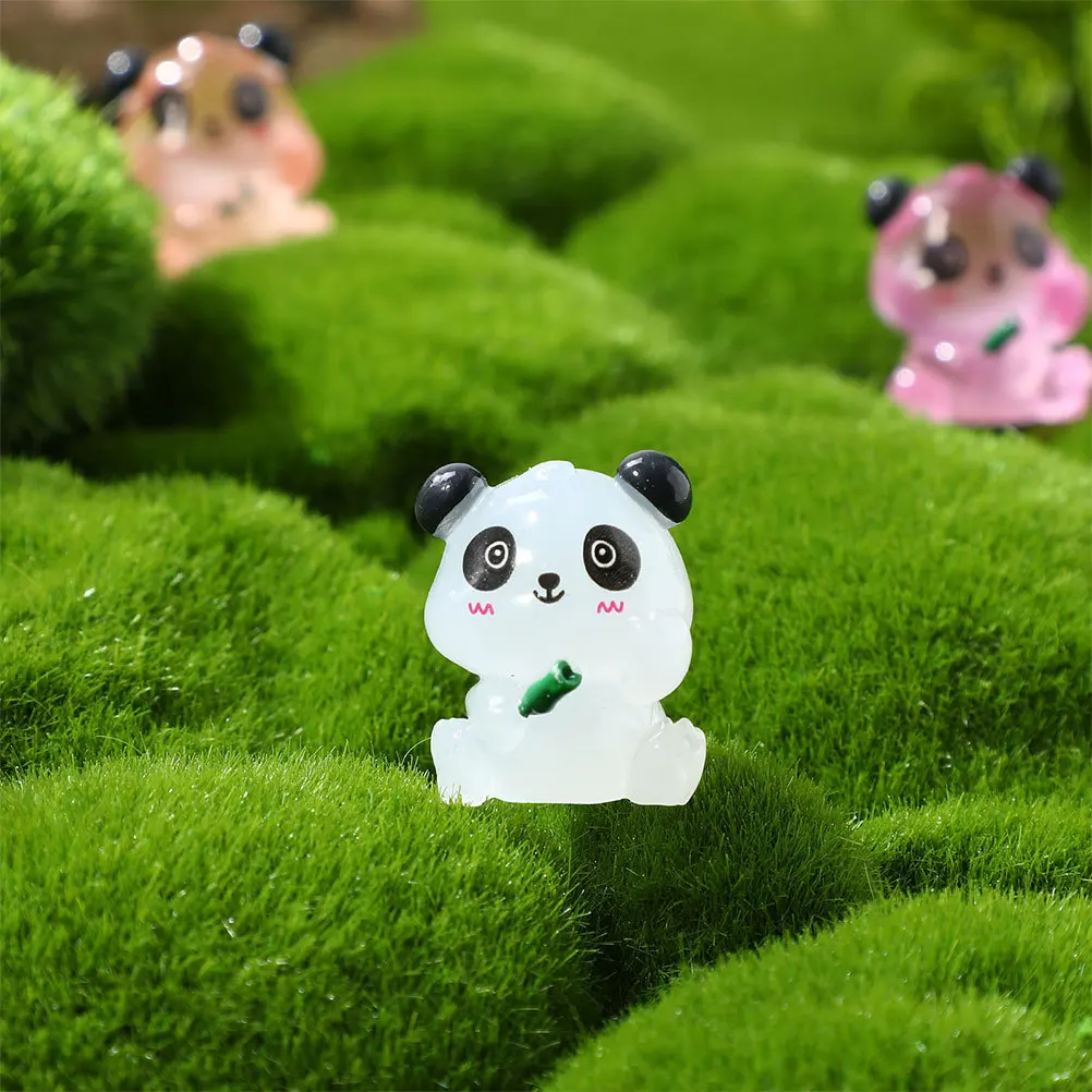 

Glow-in-the-dark Resin Panda Cartoon Figurine Mini Animal Figurines Garden Decor Interior Landscape Decorations Animals