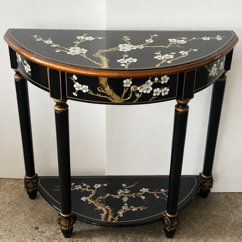 Semicircle Entrance Table PU Bright Paint Platform Stairs Aisle Console Plum Blossom Painted Furniture