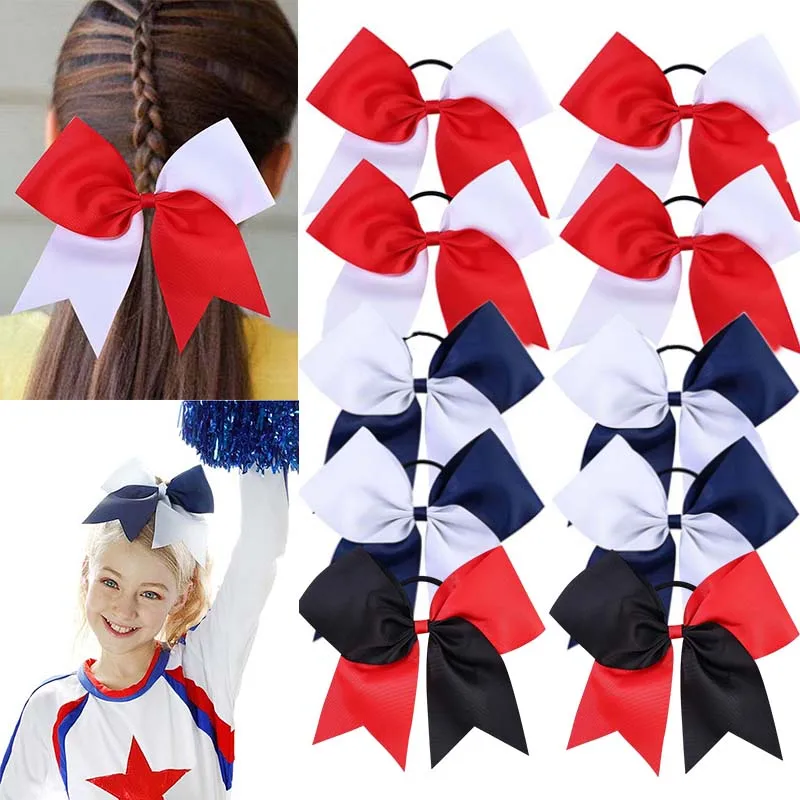 

Oaoleer 6Pcs Solid Big Bows with Elastic Hair Ties For Girls Ribbon Bowknot Hair Band Rubber Band Headwear Kids Hair Accessories