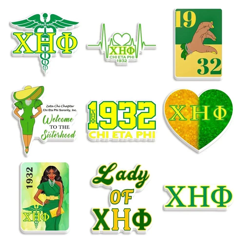 

10pcs/Lot Chi Eta Phi Sorority Resin Planar Clear Acrylic Glitter Acrylic For DIY Gift Crafts Bows Key Chain
