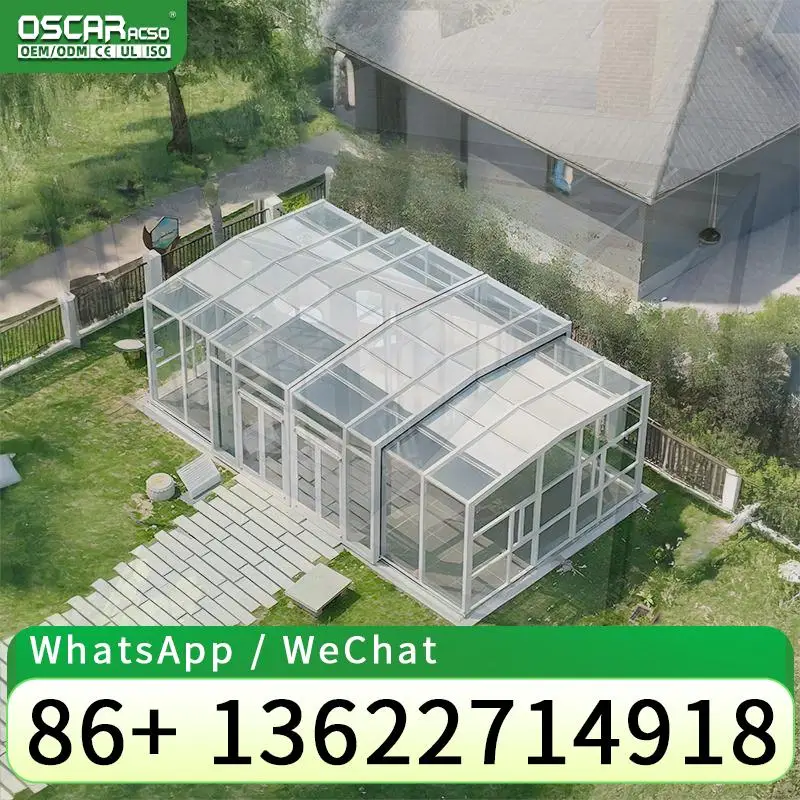 Aluminum Polygon Slant Roof Glass House Solarium Sunrooms for Villa Outdoor All Season Patio Use sunroom