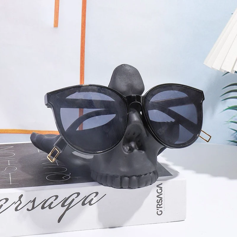 Support de lunettes tête de mort, ornements de bureau, porte-clés, sculptures pour entrée, artisanat en résine, boîte de rangement créative, décoration de la maison