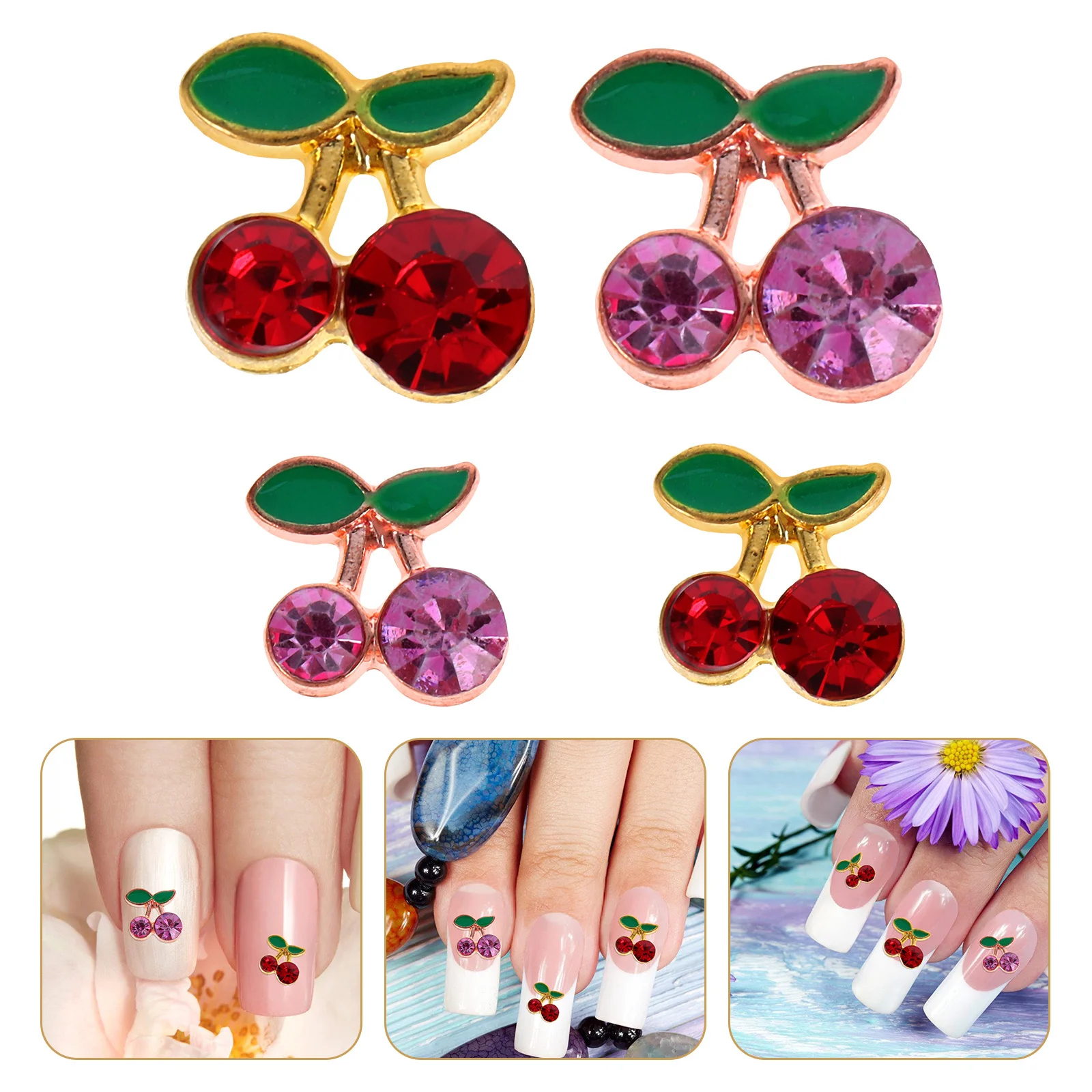 

32pcs Cherry Women Diy 3D Art Decor Pink Charms Metal Nail Art Supplies Small Gems Manicure Jewelry Nail Supplies