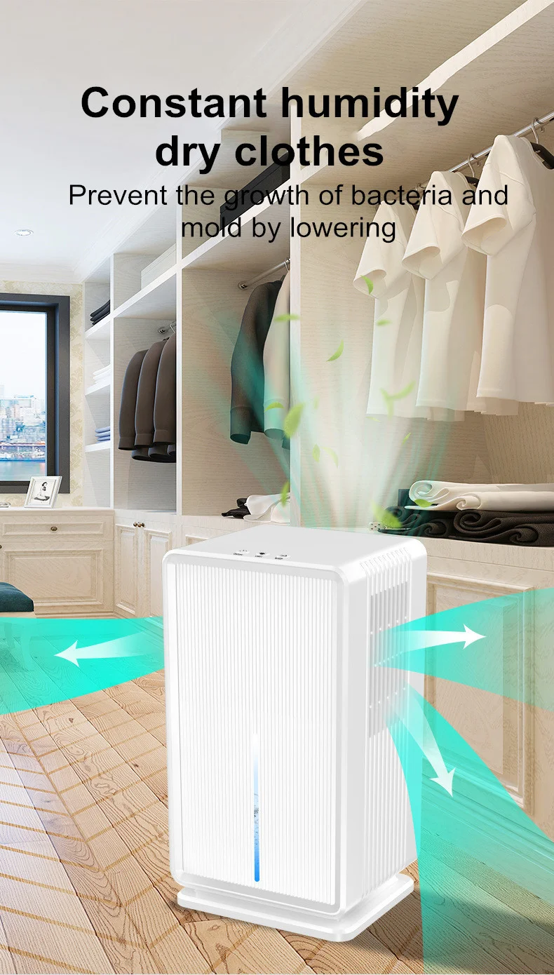 スマート 1000ml/D ミニ除湿機 - 静音、25m² 湿気コントロール、自動排水、家庭や地下室に最適