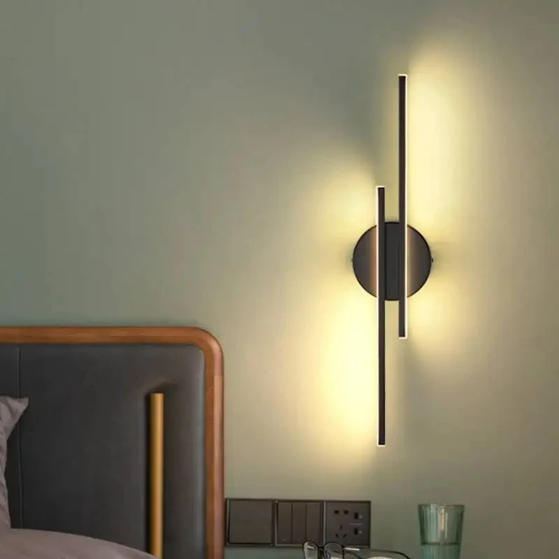 nordic creative led wall sconce luz de tira longa iluminacao interior cabeceira e sala de estar lampadas de parede modernas preto e branco 55cm 77cm 01