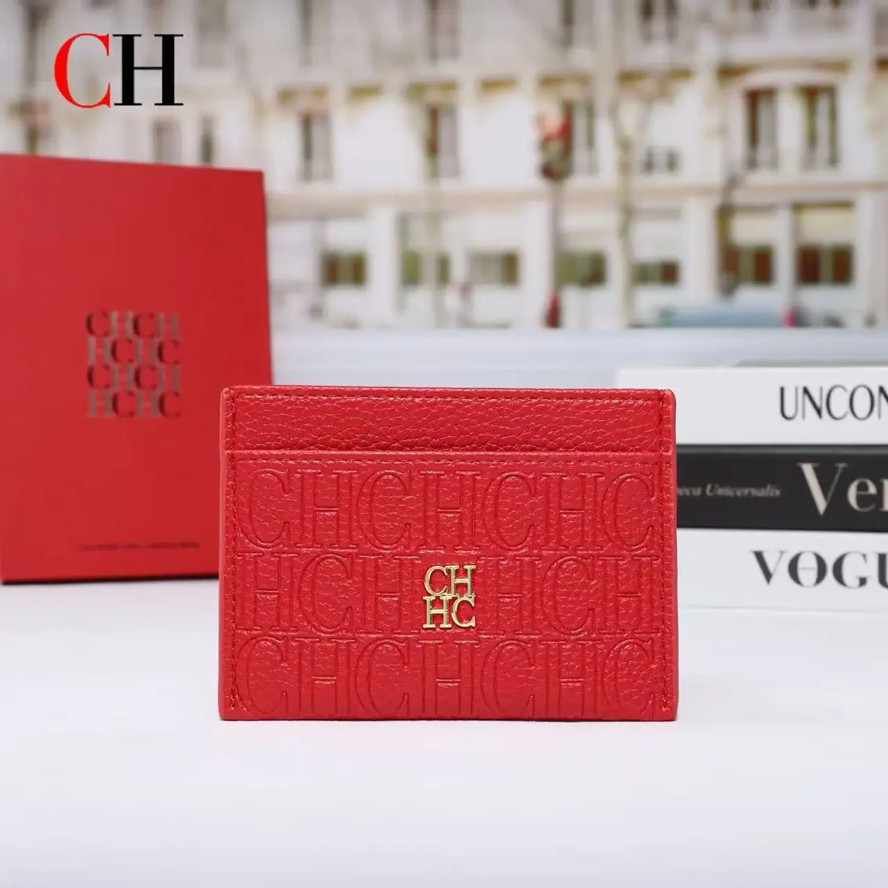CH Card Holder For Women Luxury Designer Leather Card Case Fashion Slim Credit Card Wallet Elegant Card Slot For Daily Commute