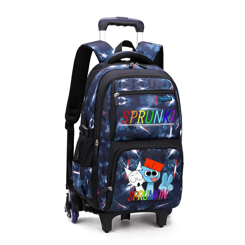 Sprunki Zaini scolastici con rotelle per ragazzi Zaino trolley impermeabile di grande capacità e multifunzionale Zaino rimovibile