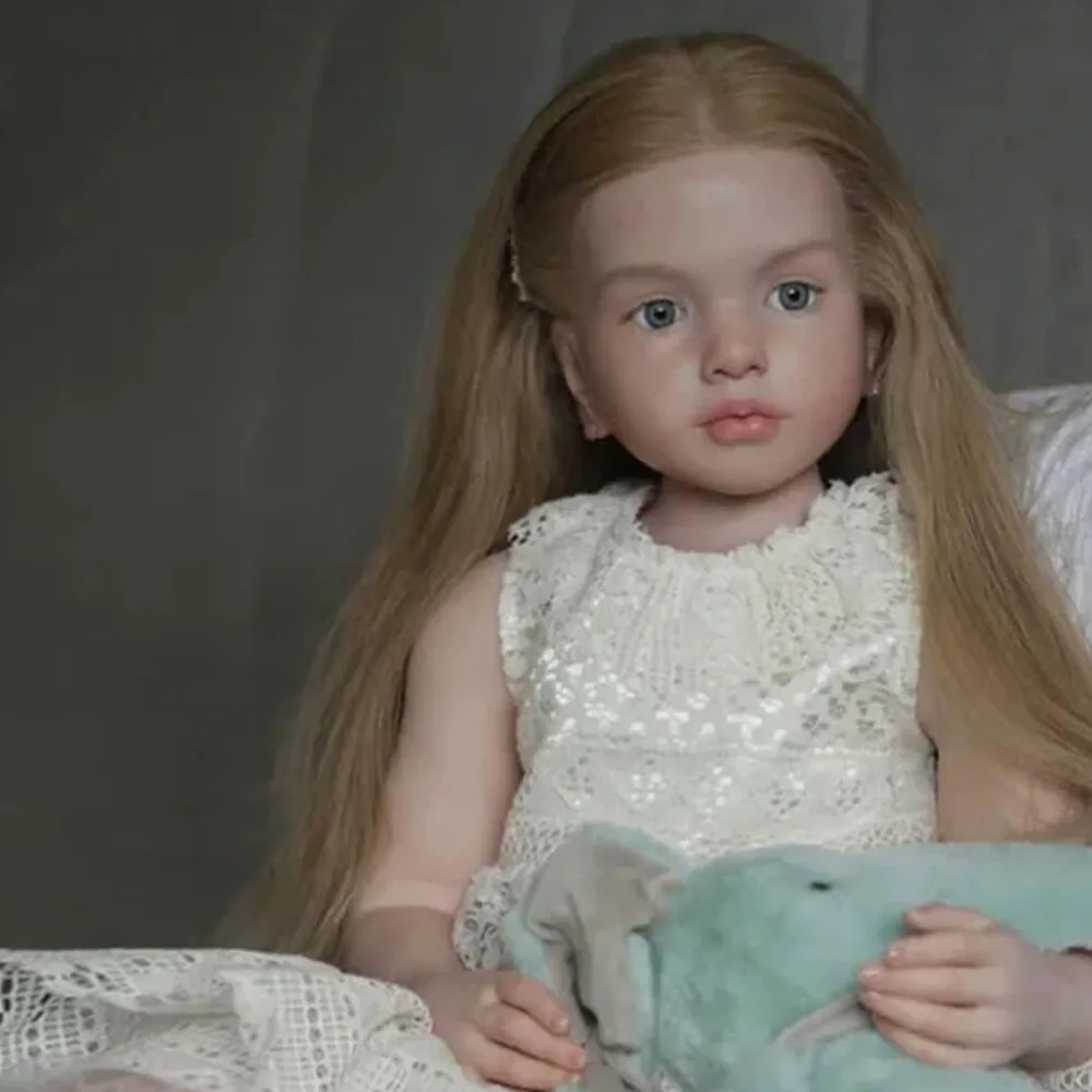 Huge Doll 42‘’ Aloenka  Painted Reborn Dolls Kit with Cloth Body Rooted Long Hair DIY Part Toy
