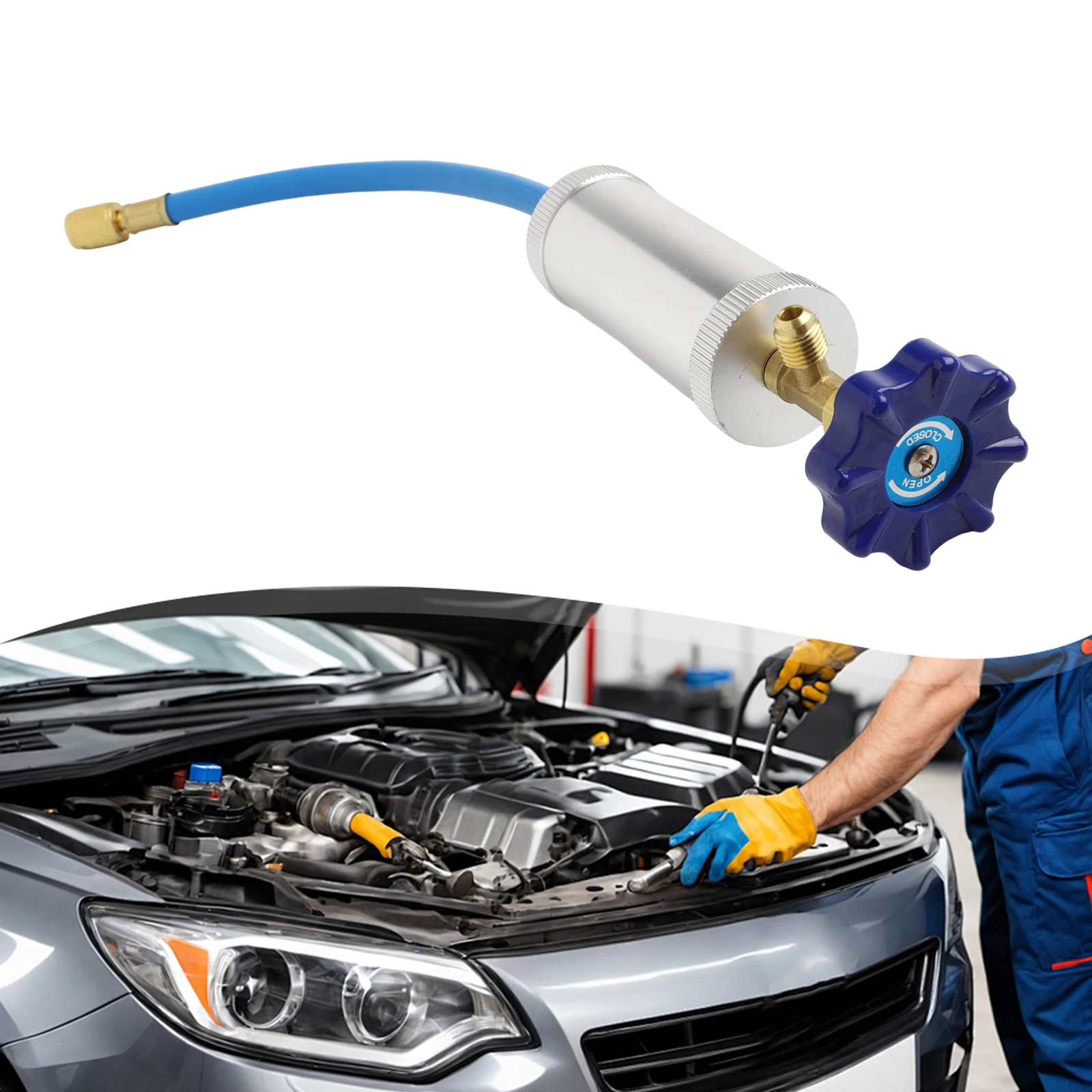 A C Maintenance Oil Injection Injector Hand Turn Pump Aluminum Alloy Construction Efficient Oil Injection Tool