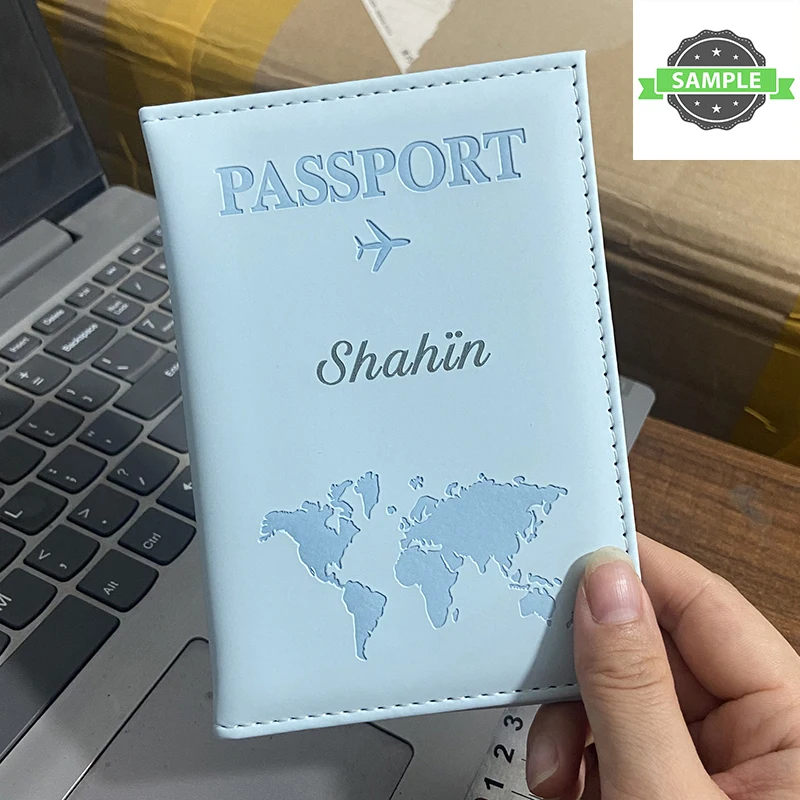 Fashion Map Logo Passport Holder Women Men Travel Wallet Pu Cover for Passport Candy Color Passports Protector