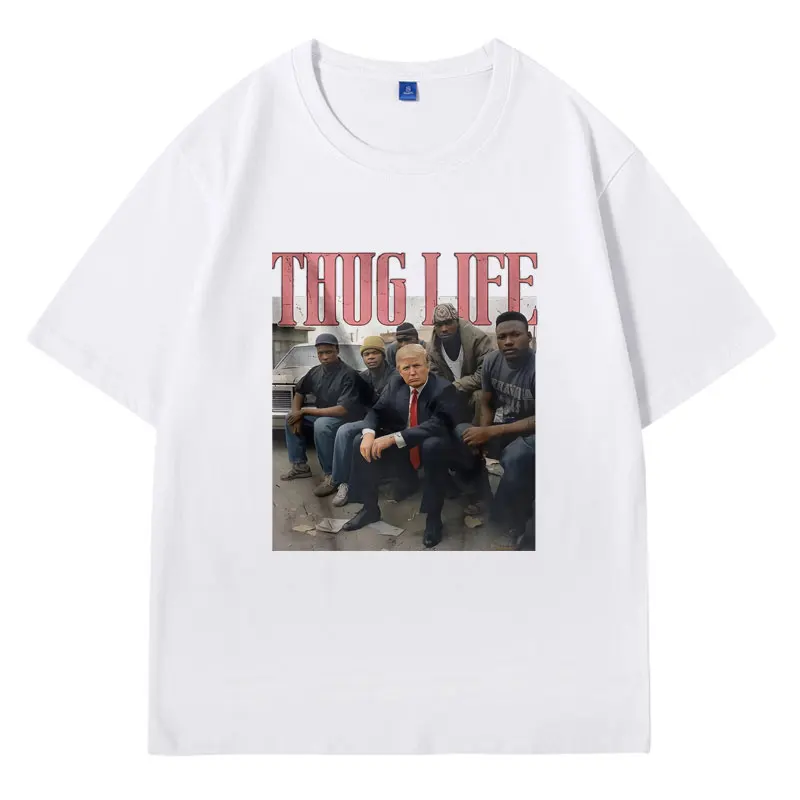 Thug Life Trump Graphic T Shirts Funny Meme T Shirt Men's Women's Fashion Casual Cotton Oversized T-shirts Unisex Vintage Tees