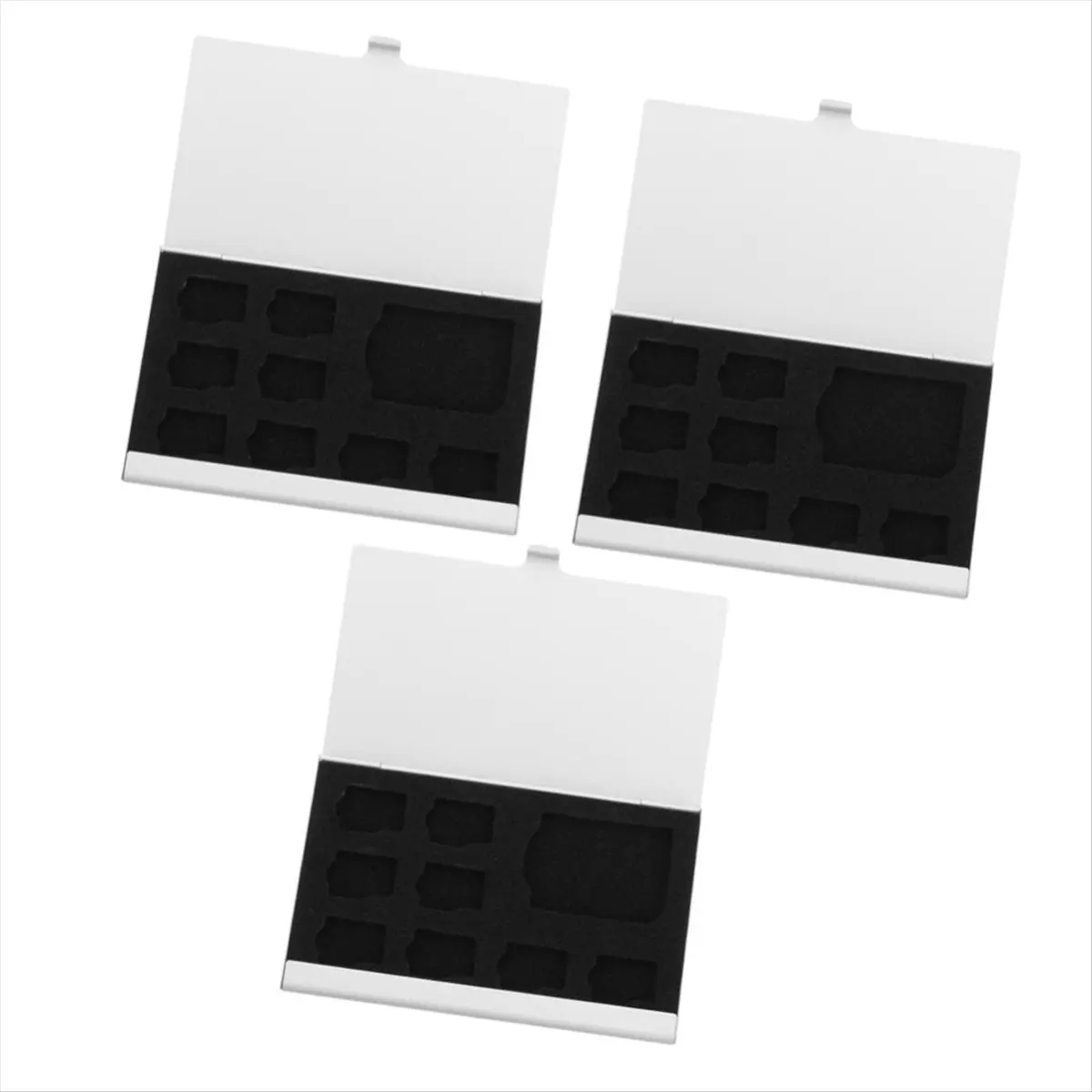 【50% OFF】3Pcs 9-Slot Memory Card Storage Box Mini Memory Card Holder Case Aluminum Alloy Shell for 8 TF Cards and 1 SD Cards