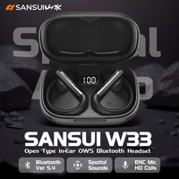 Sansui W33 3D Spatial Audio Bluetooth 5.4 Earphone Open Ear Bluetooth Headset in-Ear OWS Sports Wireless Earbuds ENC HD Calls