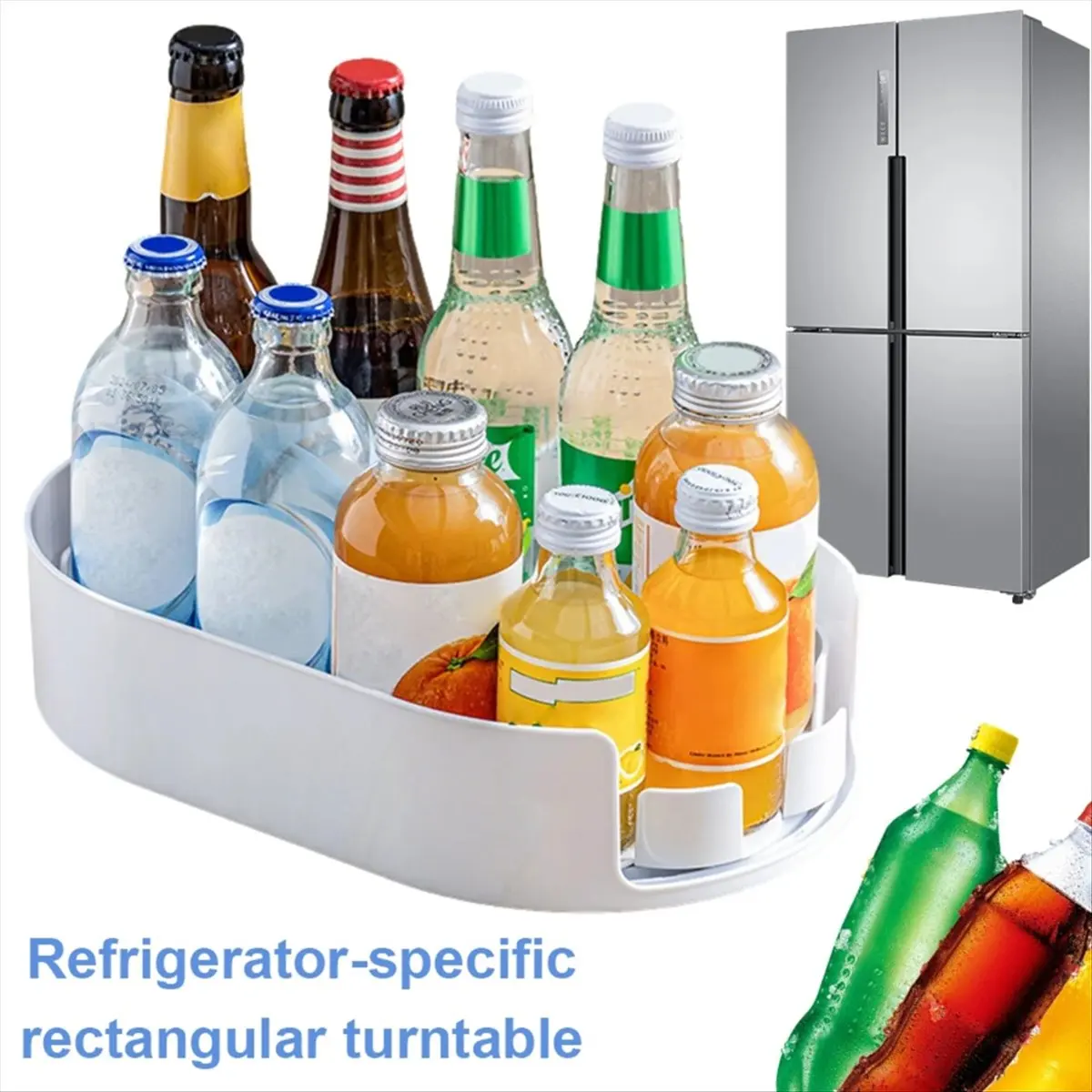 Rack de armazenamento giratório para geladeira, caixa de armazenamento rotativa, organizador de mesa giratória para armário, cozinha, geladeira a