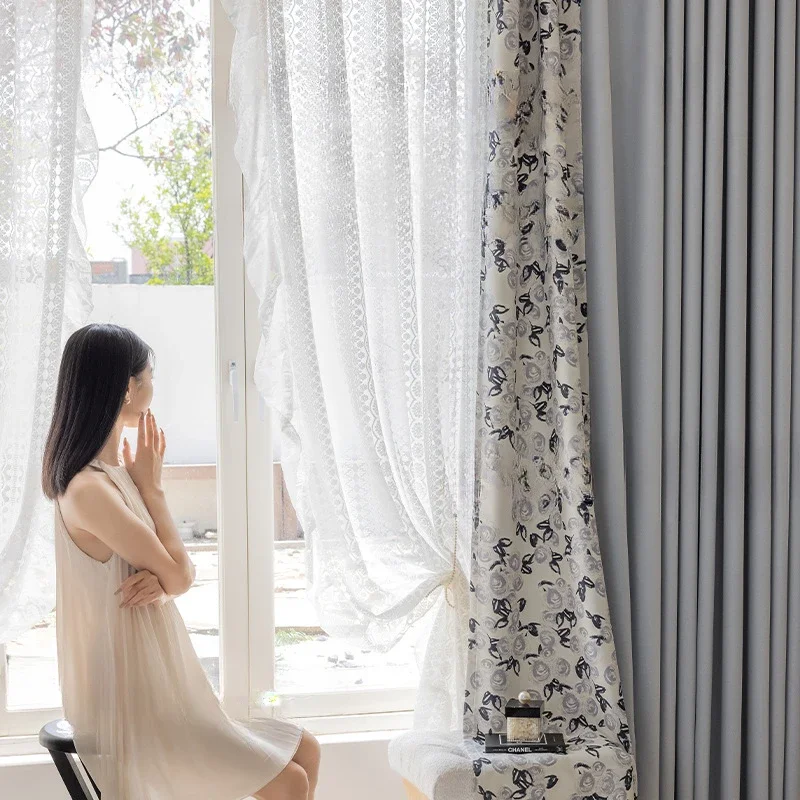 Simple and Luxurious Splicing of High-precision Rose Estate Romantic Cream Velvet Versatile Classic Diatom Mud Texture Curtains