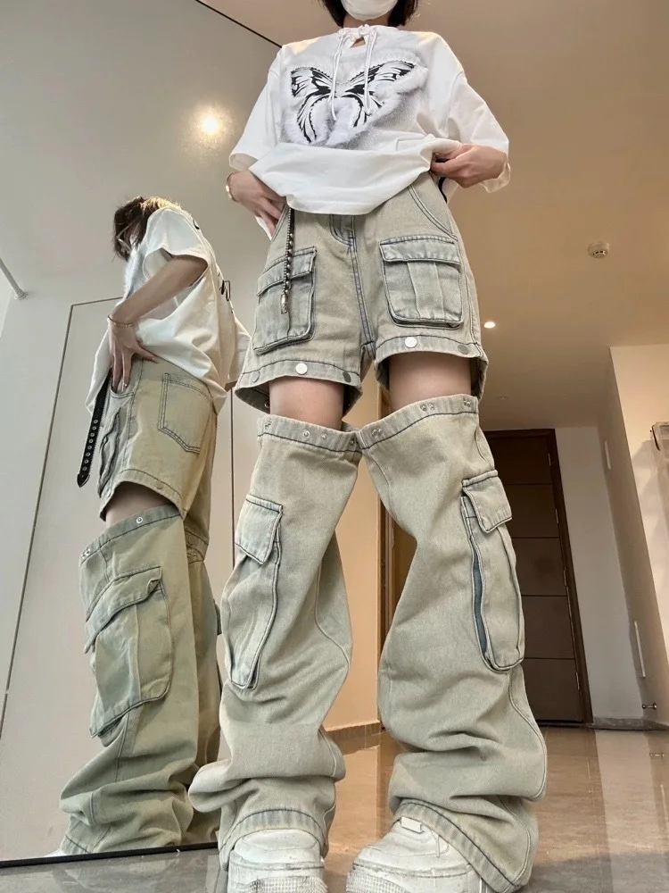 

YEMOCILEWomen Vintage High Waisted Blue Jeans Streetwear Casual Baggy Straight 2024 Hip Hop Denim Trouser Wide Leg Pants