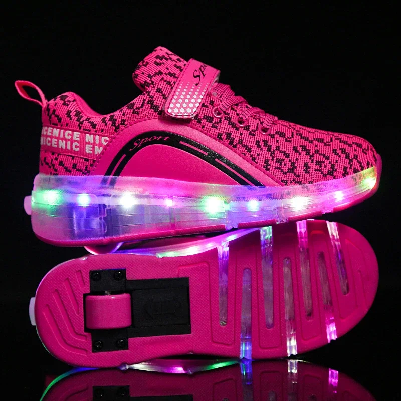 Patines de ruedas con luz Led, zapatillas de patinaje en línea para jóvenes, niños y niñas, zapatos de Parkour deslizantes para adultos