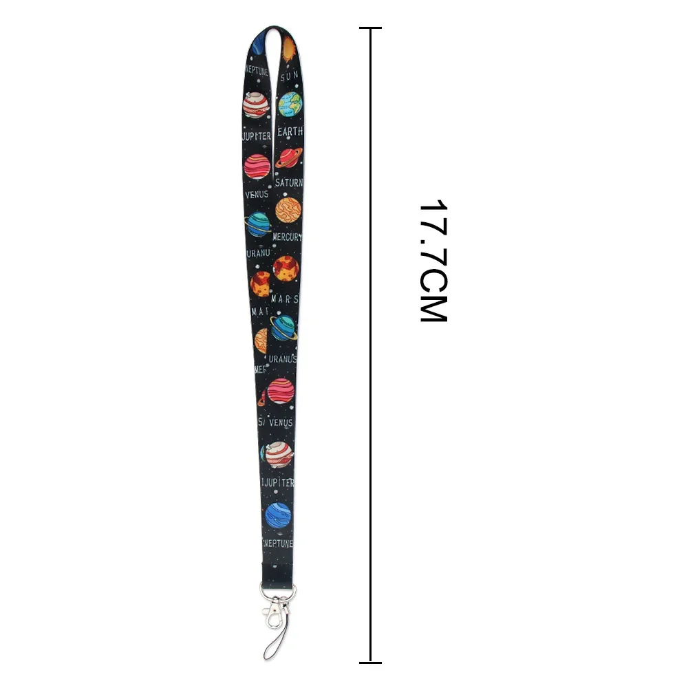 Imagem -03 - Space Planet Lanyards Keychain Cute Moon Neck Strap Phone Buttons id Card Holder Lanyard para Chaves Faça Você Mesmo Hanging Rope Lanyard