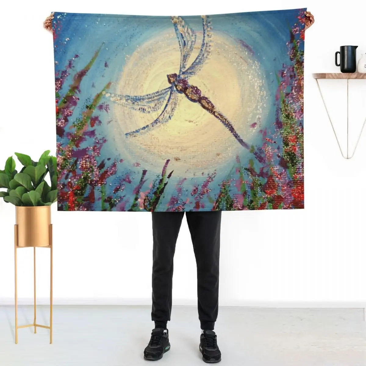Dragonfly in flowers Throw Blanket Luxury cosplay anime Sofa Quilt Warm Kid'S warm for winter Blankets
