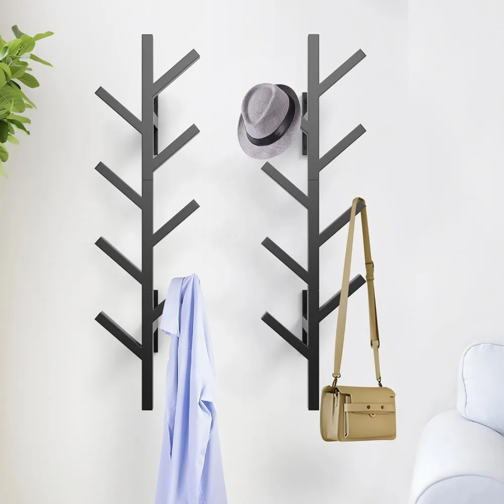 

Wall Mounted Floating Coat Rack and Hat Rack Set of 2, 39 Inch Modern Entryway Storage for Living Room Bedroom Hallway in