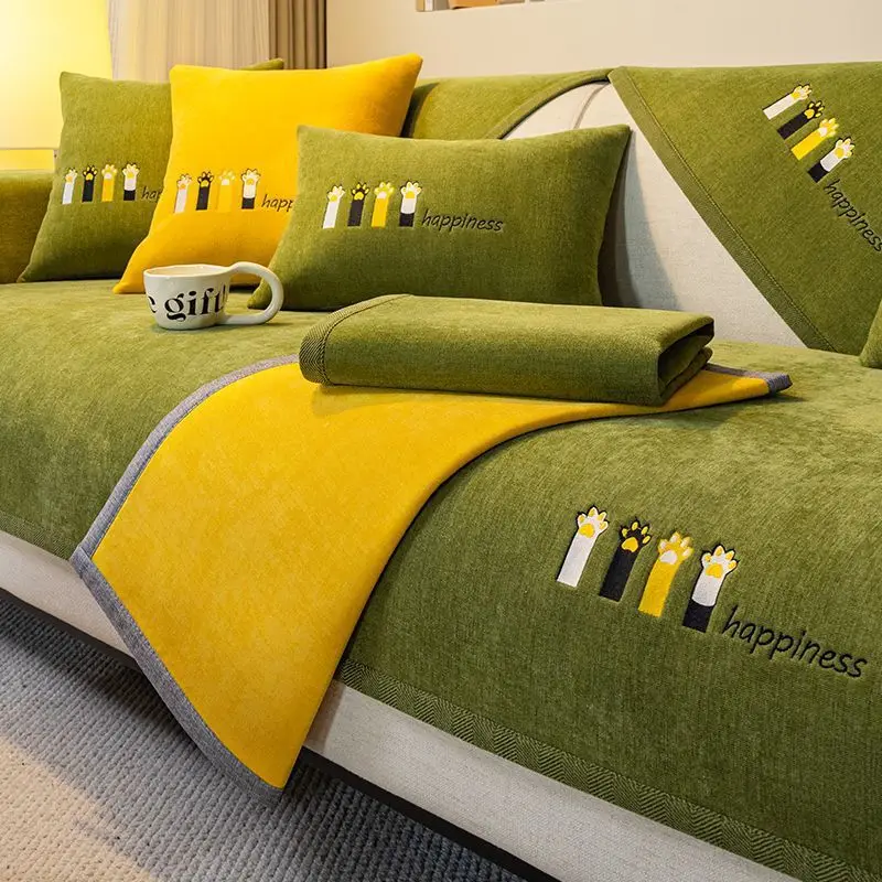 Universal Four Seasons Chenille Sofa Cover Anti-Pet Scratching Couch Protector Mat Wrap Side Living Room Carpet Defense