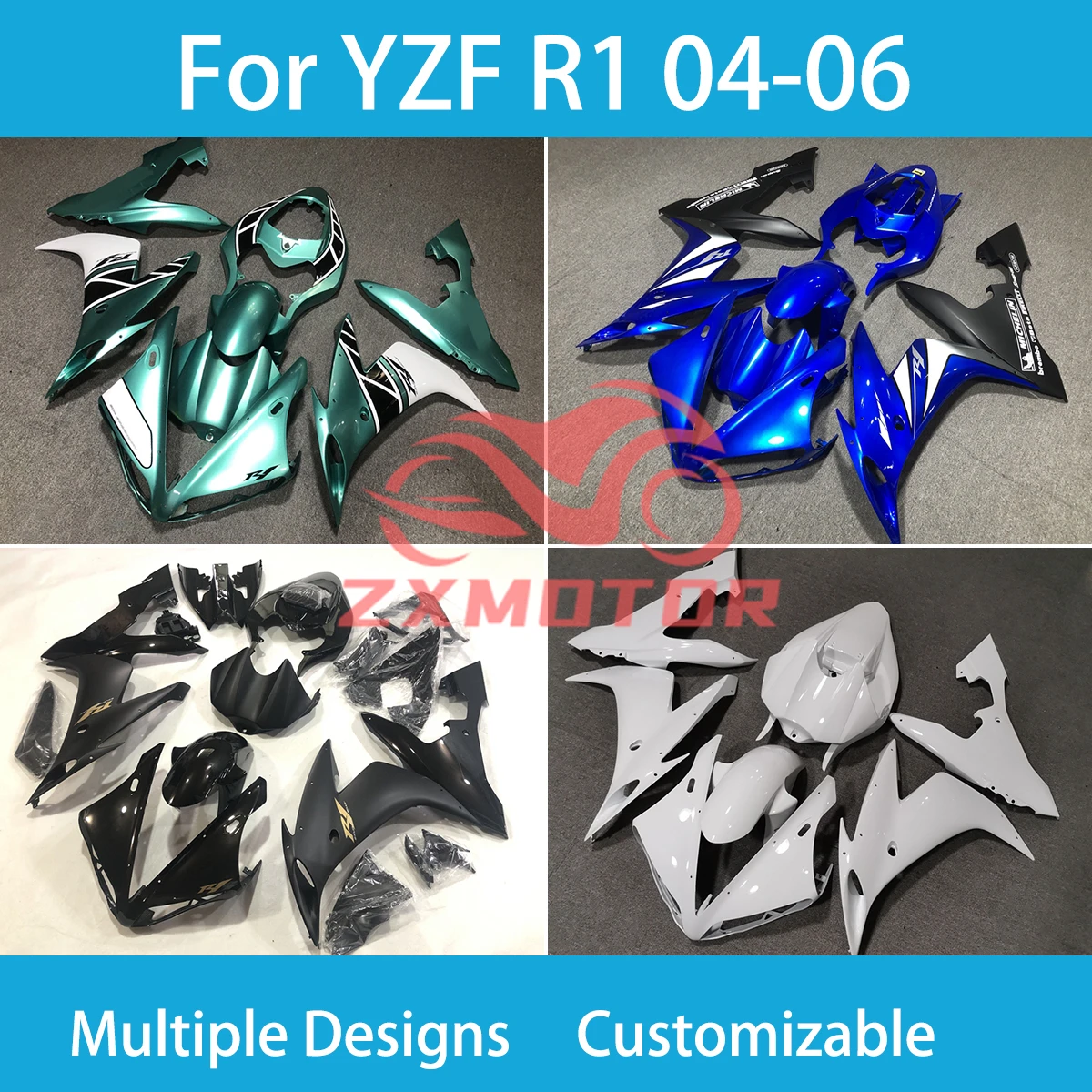 Trail Bike Fairings for Yamaha YZF R1 2004 2005 2006 Motercycle Complete Plastics Set Bodywork Covers Fairing Kit R 1 04 05 06