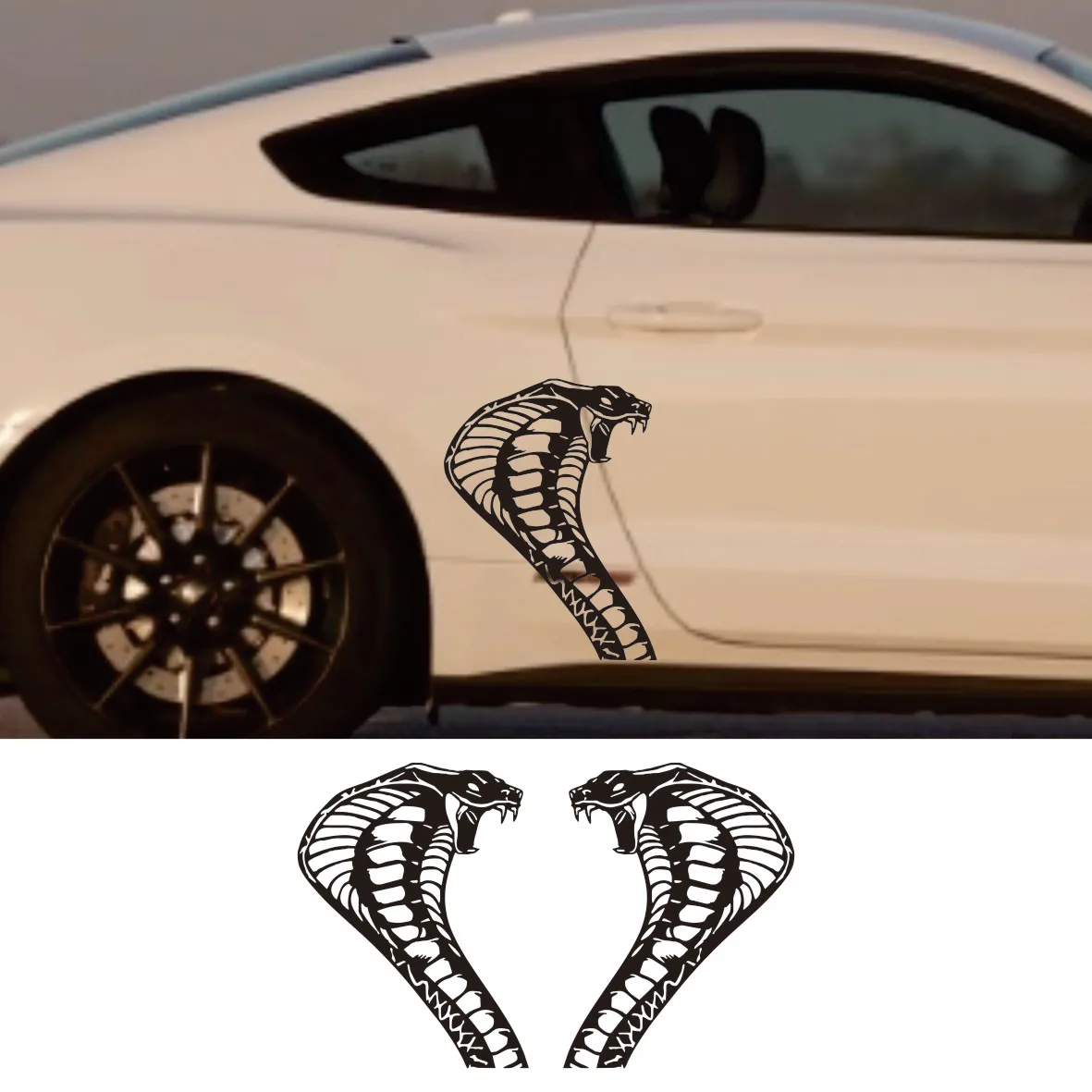 

2 шт. автомобильные наклейки со змеей кобры | Виниловая графика для Peugeot 308, Renault Megane 4 и другие | 52X68CM дюймов