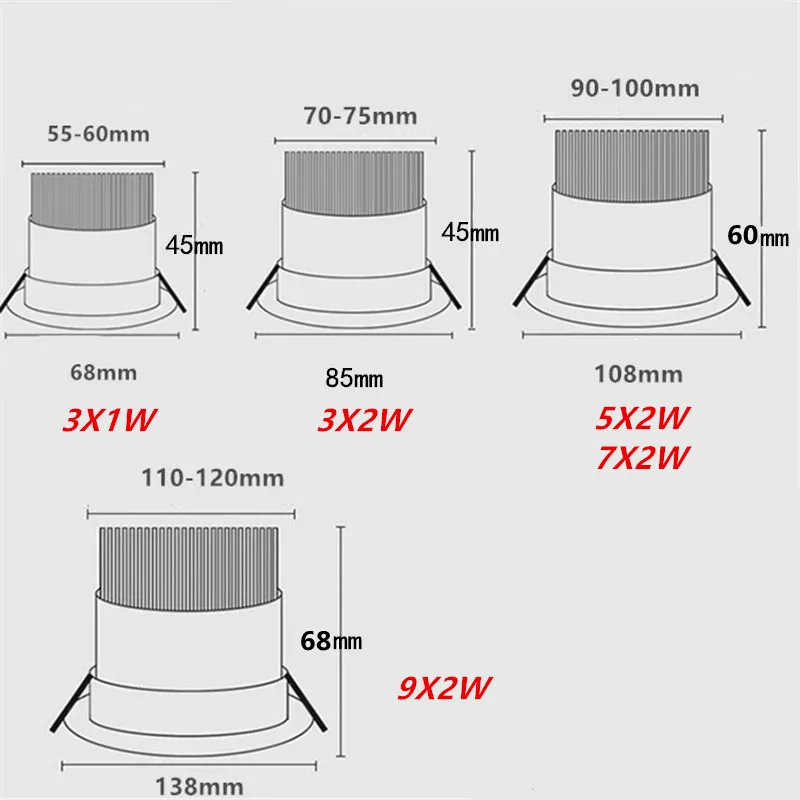Dimmable Round LED Downlights 3W 6W 10W 14W 18W LED Ceiling lamp recessed COB LED Ceiling Spot lights ac85-265V Indoor Lighting