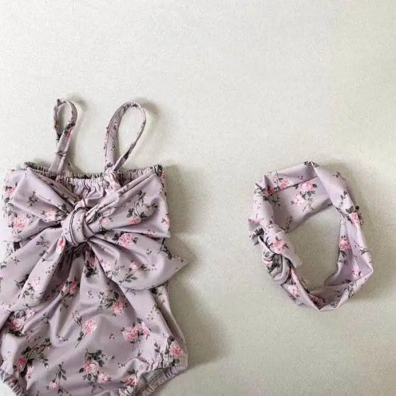 Kids Swimwear Sets 2024 New Summer Baby Girl Floral Bikini Swimming Suit Fashion Boys Swimsuits Infant Holiday Beach Clothes Set