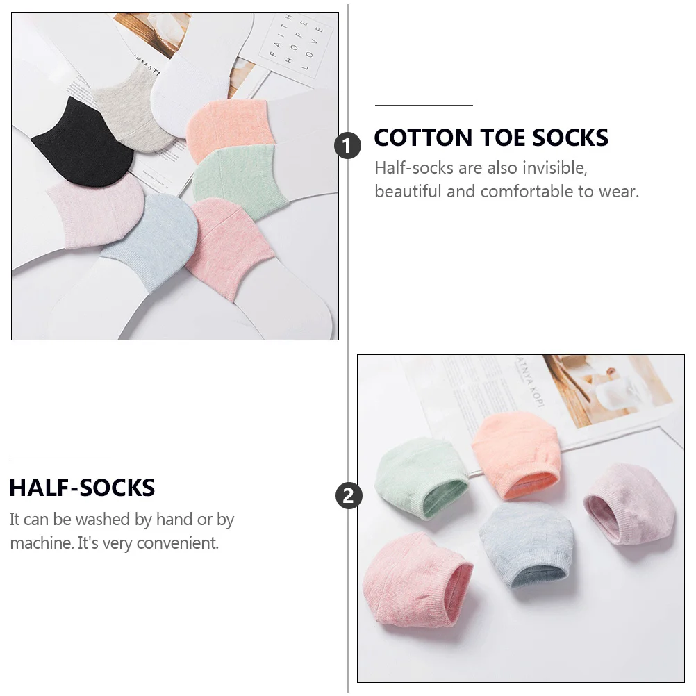 

Cotton Half Socks Skidproof Round Toe Design Assorted Color Invisible Socks for Heels Boat Shoes Comfortable